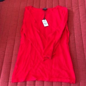 Express red 3/4 sleeve shirt, new with tags